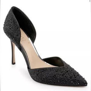 Badgley Mischka Jewel Grace Evening Black Satin Heeled Pump Size 9.5